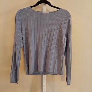 Talbots Sweater Silk Cotton Cashmere Floral Embroidered Classic Granny Cottage